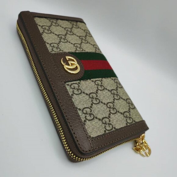 Sophisticated Gucci Leather Trim Long Wallet - Picture 1 of 8